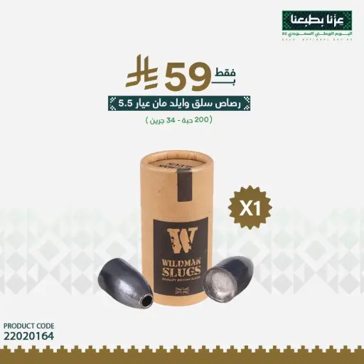 [22020164] Wildman hollow point slugs - made in the UK .22 34 grain - Dish Base x 200/WMS2234DB