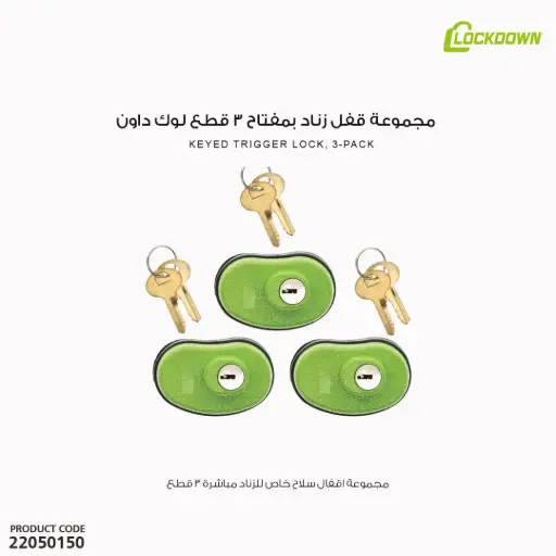 [22050150] مجموعة قفل زناد بمفتاح 3 قطع لوك داون 1118825